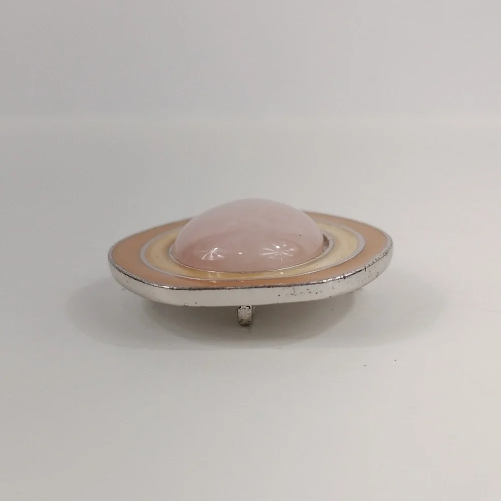 Vintage CS for Avon Rose Quartz and Enamel Brooch